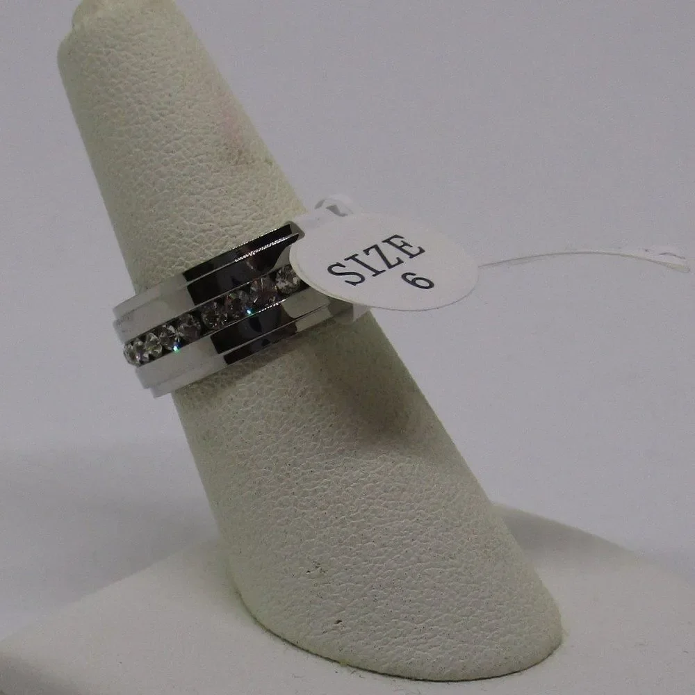 Austrian Crystal Ring Stainless Steel Size 6
